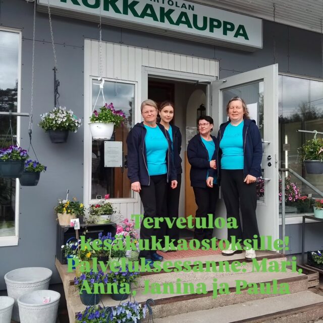 Aukioloaikamme 18.5. - 19.6. arkisin klo 8 - 18 ja lauantaisin klo 8 - 14.